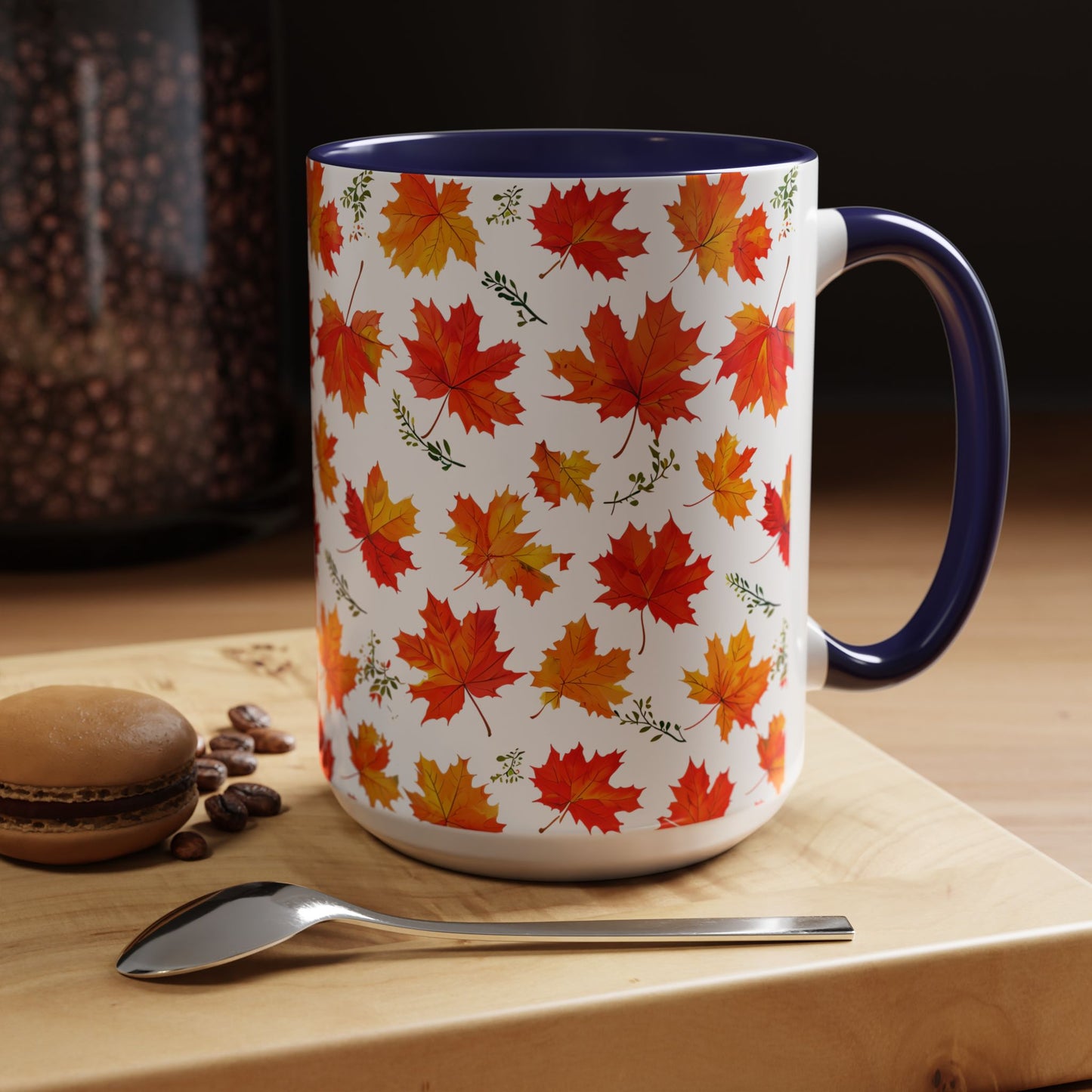 Autumn Leaves Coffee Mug, Fall Decor, Thanksgiving Gift, Hot Beverage Cup, Seasonal Drinkware