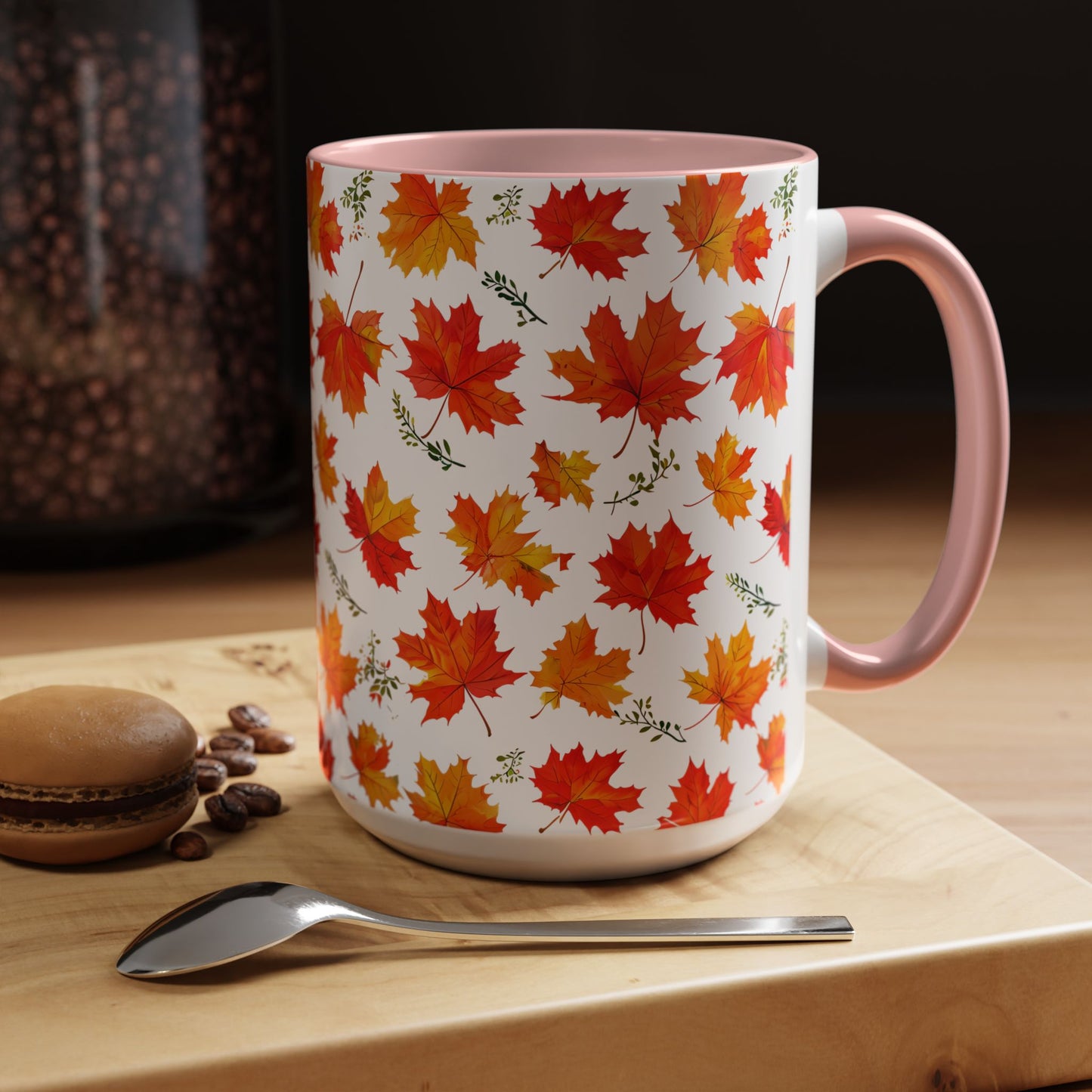 Autumn Leaves Coffee Mug, Fall Decor, Thanksgiving Gift, Hot Beverage Cup, Seasonal Drinkware