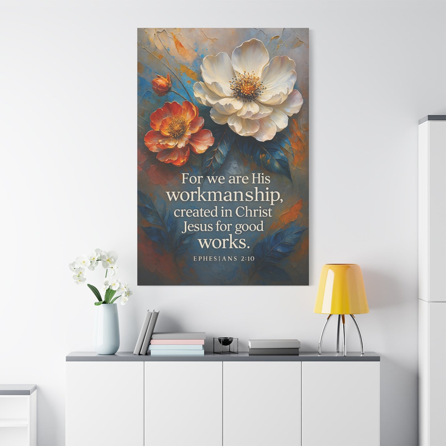 Floral Canvas Art Print, Inspirational Wall Decor for Home, Church, and Gift Giving, Christian Artwork, Meaningful Christian Gift