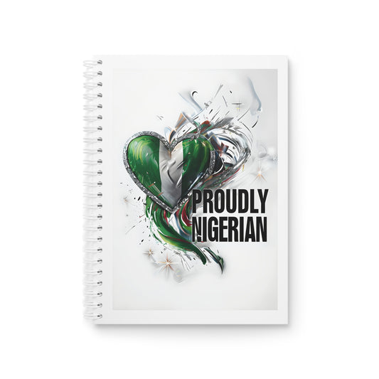 Proudly Nigerian Spiral Notebook, Journal for Students, Gift for Nigerians, Notepad for Pride, Green Heart Design