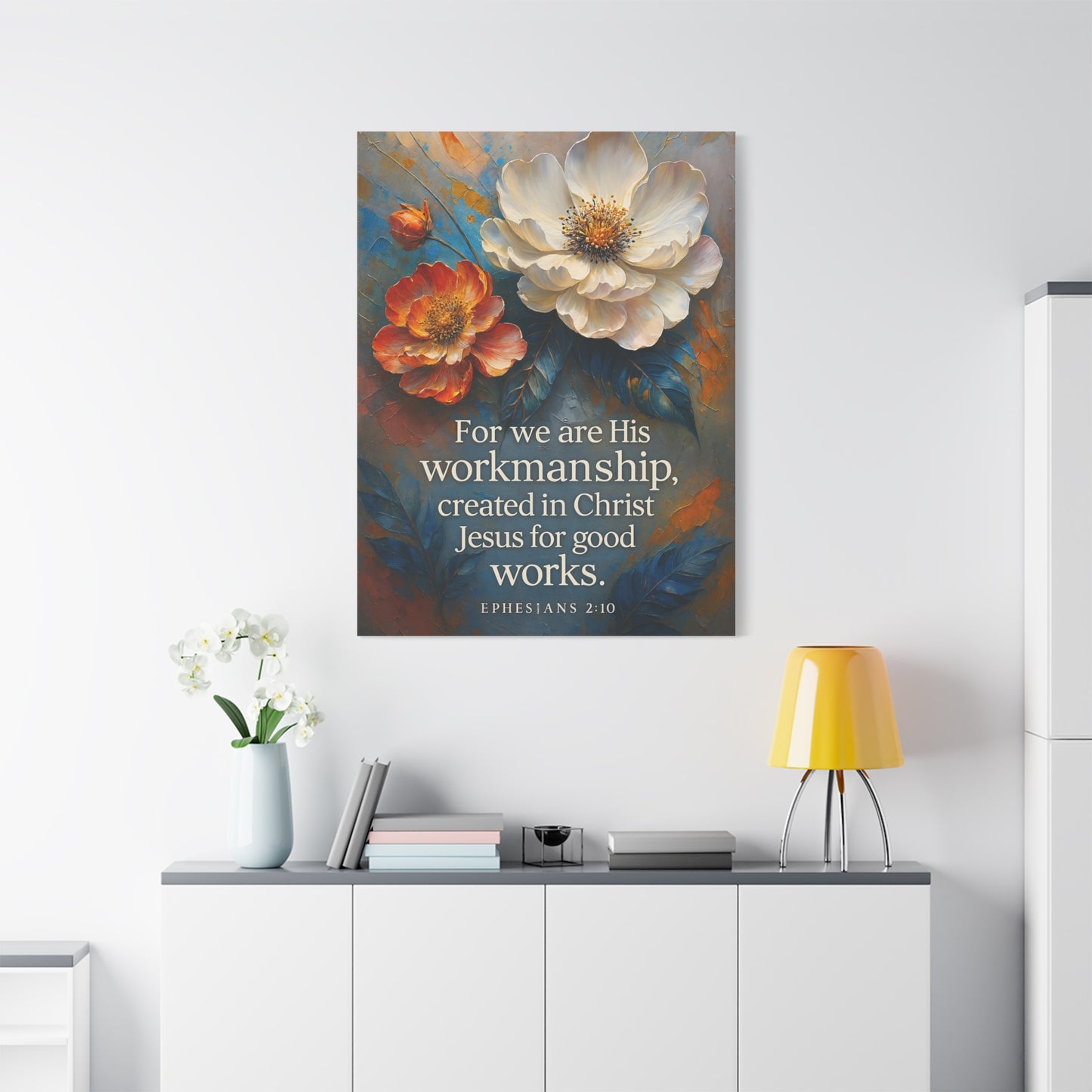 Floral Canvas Art Print, Inspirational Wall Decor for Home, Church, and Gift Giving, Christian Artwork, Meaningful Christian Gift