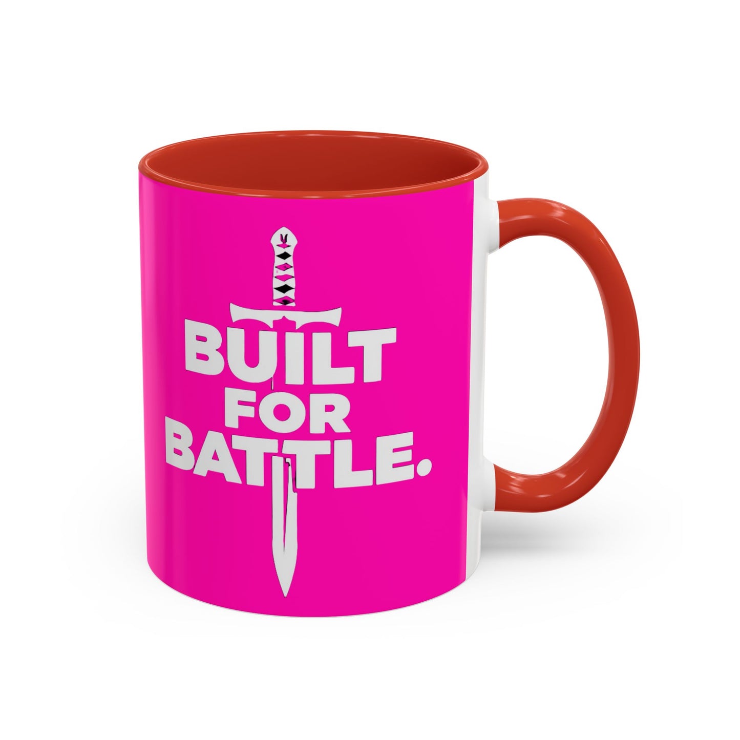 Built for Battle Accent Coffee Mug | Motivational Cup, Team Spirit, Gift for Fighters, Pink Mug, Unique Kitchenware