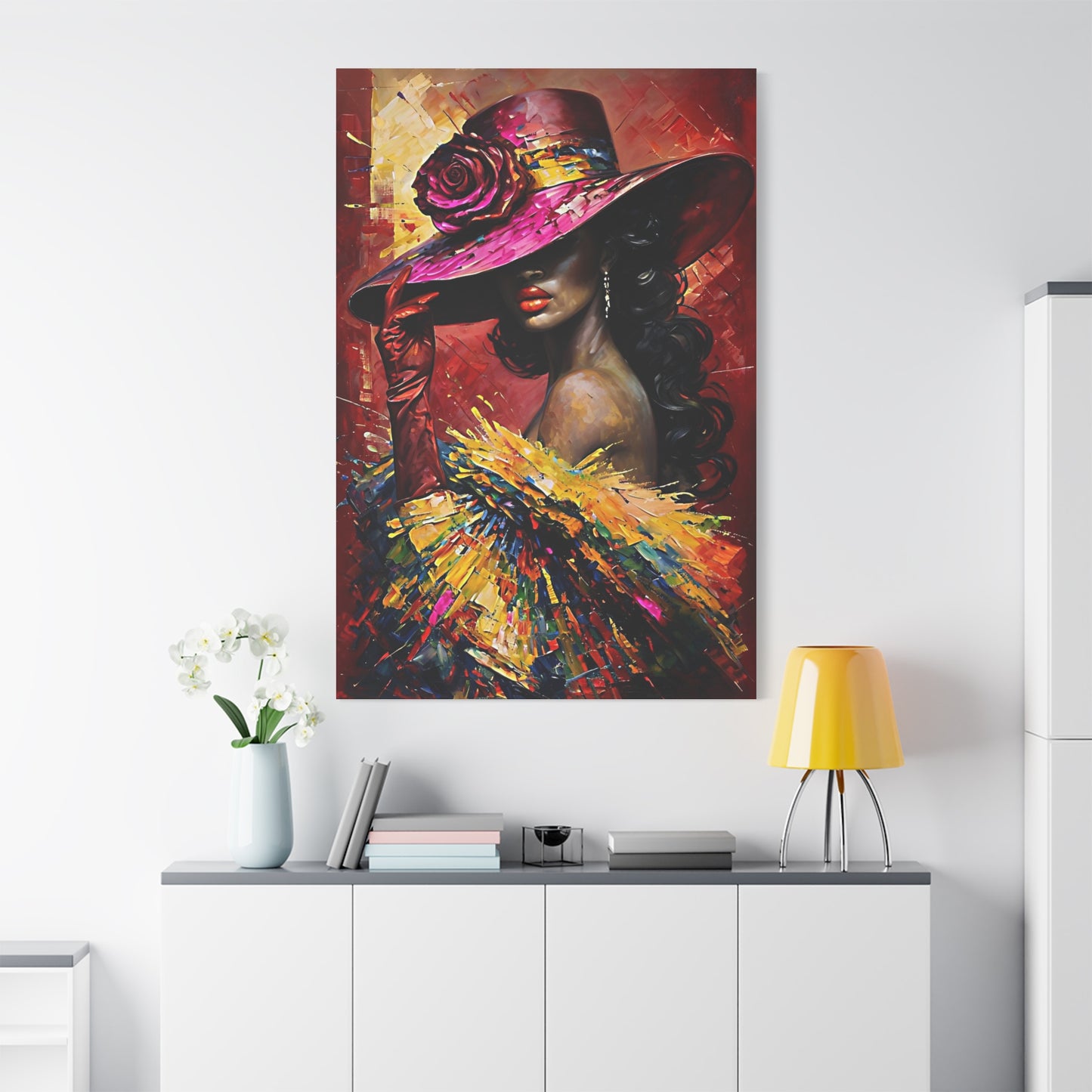 Canvas Wall Art Lady Wearing Cap