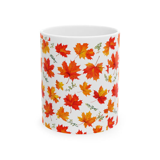 Autumn Leaves Ceramic Mug, Fall Coffee Cup, Thanksgiving Gift, Cozy Home Decor, Seasonal Drinkware