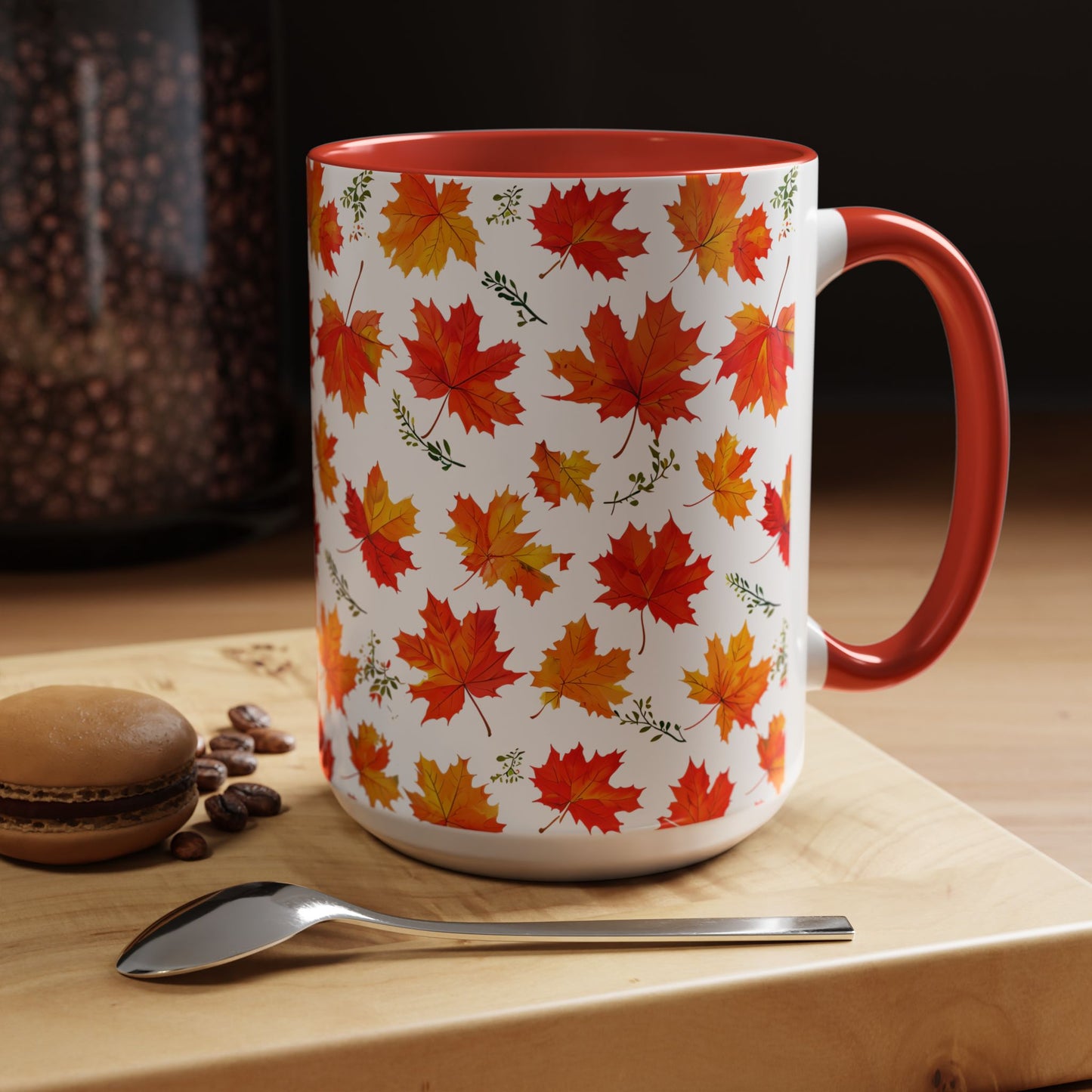 Autumn Leaves Coffee Mug, Fall Decor, Thanksgiving Gift, Hot Beverage Cup, Seasonal Drinkware