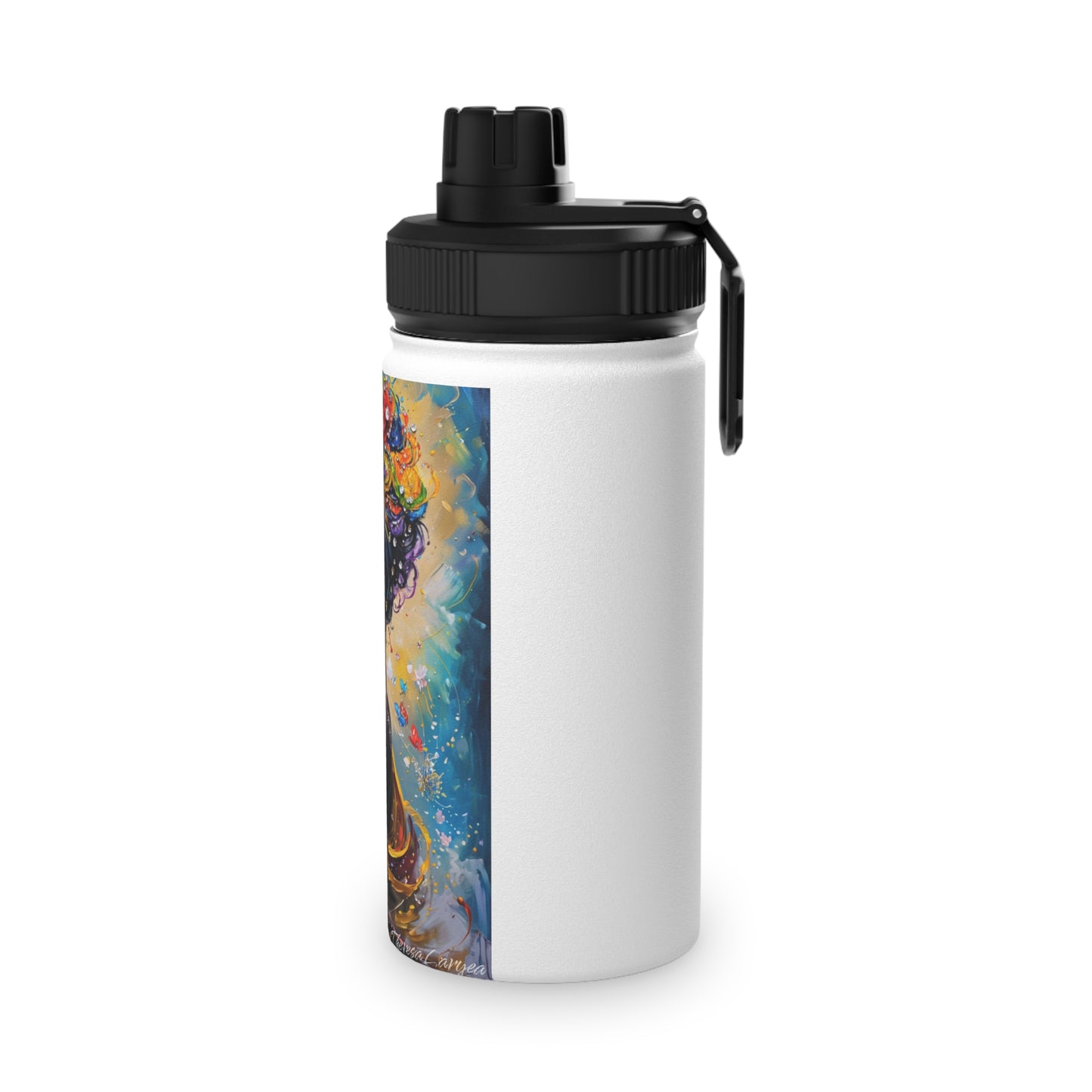 Artistic Stainless Steel Water Bottle - Colorful Afrocentric Design, Stylish Sports Lid, Eco-Friendly Hydration, Travel Accessory,
