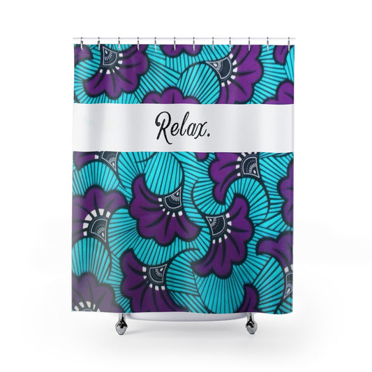 Vibrant Floral Shower Curtain with 'Relax.' Message, Bathroom Decor, Boho Style, Spa Home Accessory, Gift for Her, Relaxation Decor