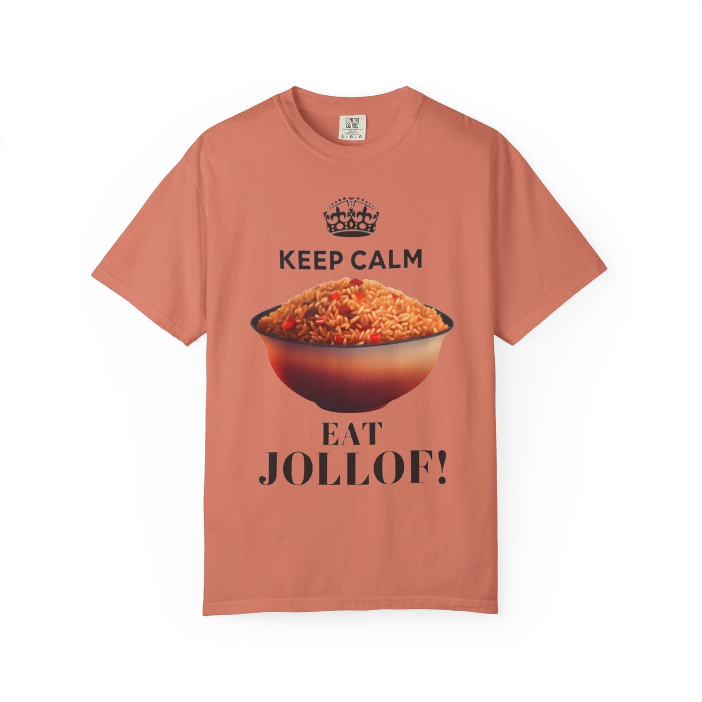Keep Calm Eat Jollof T-Shirt, Unisex Fun Tee, Gift for Foodies, Casual Wear, Cultural Apparel, Summer Festival Shirt