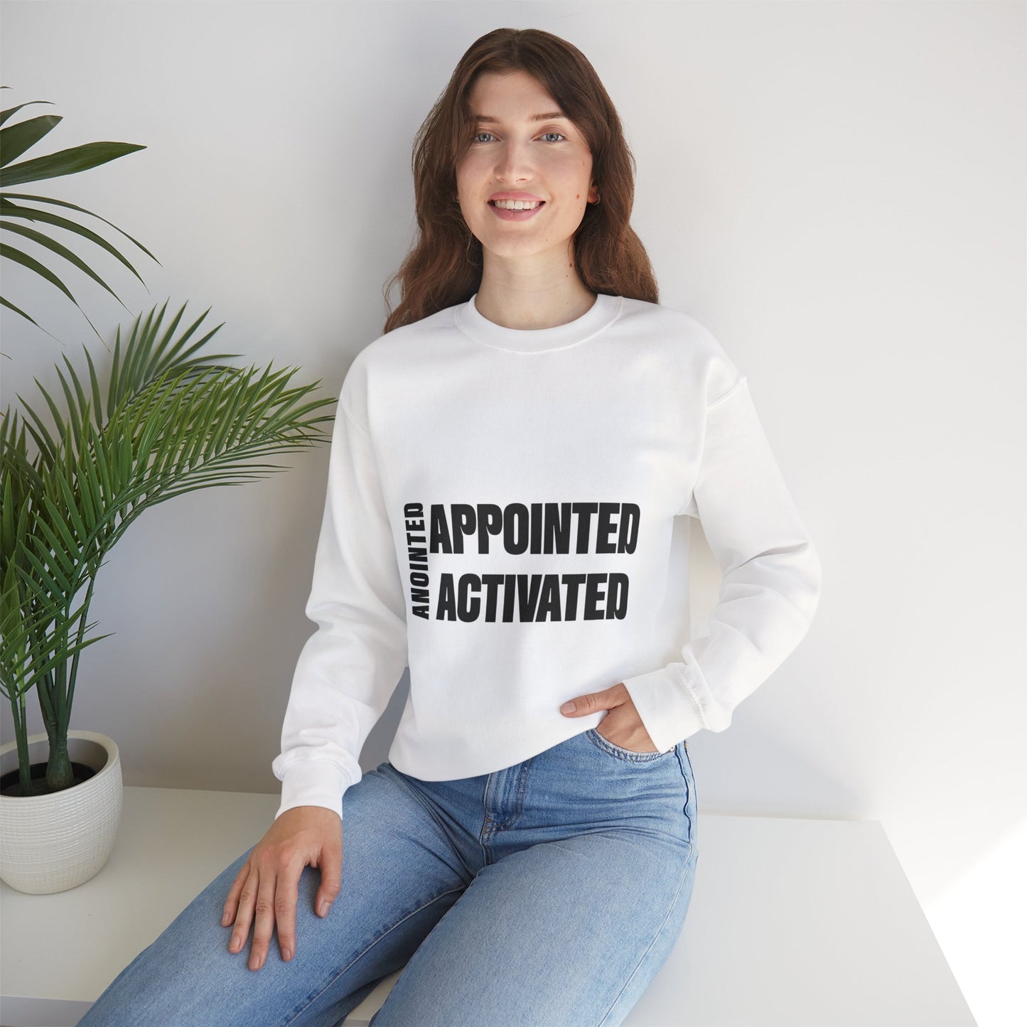 Anointed Appointed Activated Crewneck Sweatshirt, Inspirational Hoodie, Motivational Gift, Unisex Sweatshirt, Faith-Based Apparel