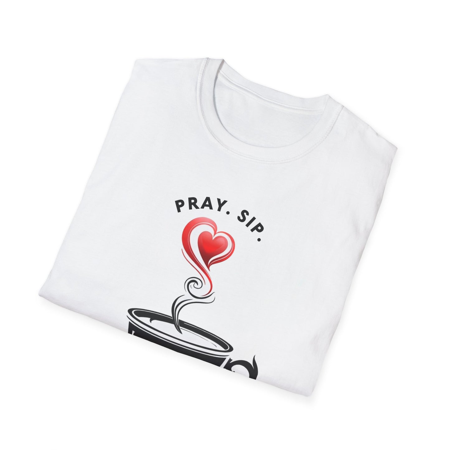 Inspirational Coffee T-Shirt, Pray Sip Repeat Tee, Unisex Softstyle Shirt, Gift for Coffee Lovers, Relaxed Everyday Wear