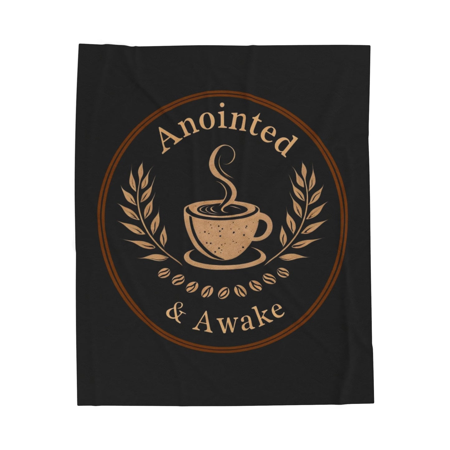 Cozy Velveteen Plush Blanket - Anointed & Awake, Coffee Lover Gift, Warm Home Decor, Ideal for Relaxation, Snuggle Up This Winter