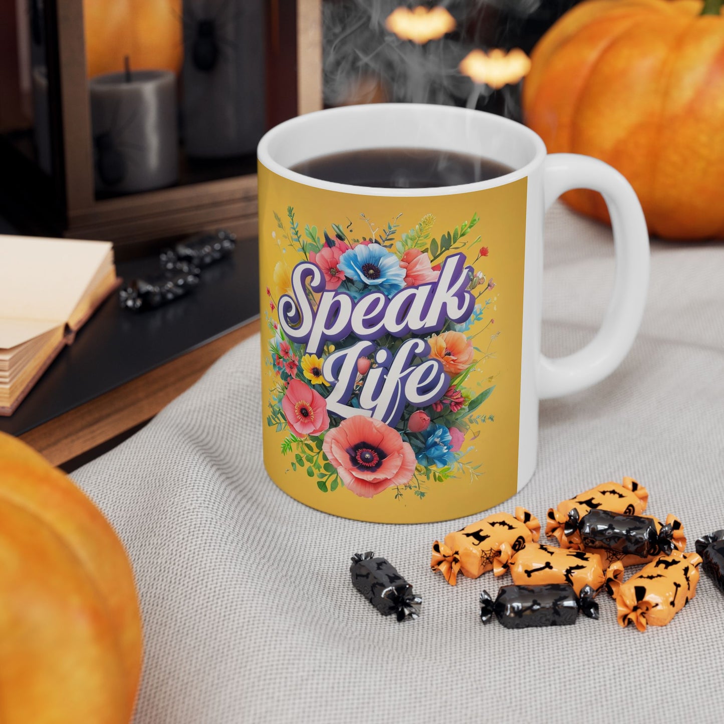 Floral Inspirational Ceramic Mug - Speak Life, Motivational Gift, Coffee Cup, Home Decor, Mother's Day, Birthday