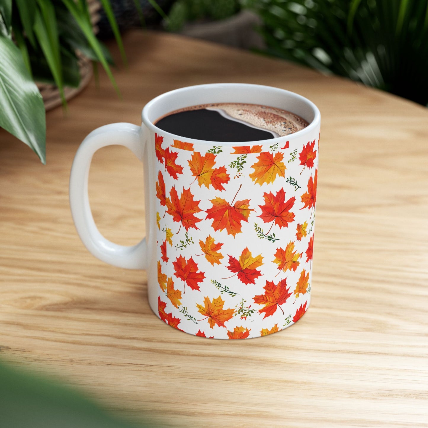 Autumn Leaves Ceramic Mug, Fall Coffee Cup, Thanksgiving Gift, Cozy Home Decor, Seasonal Drinkware