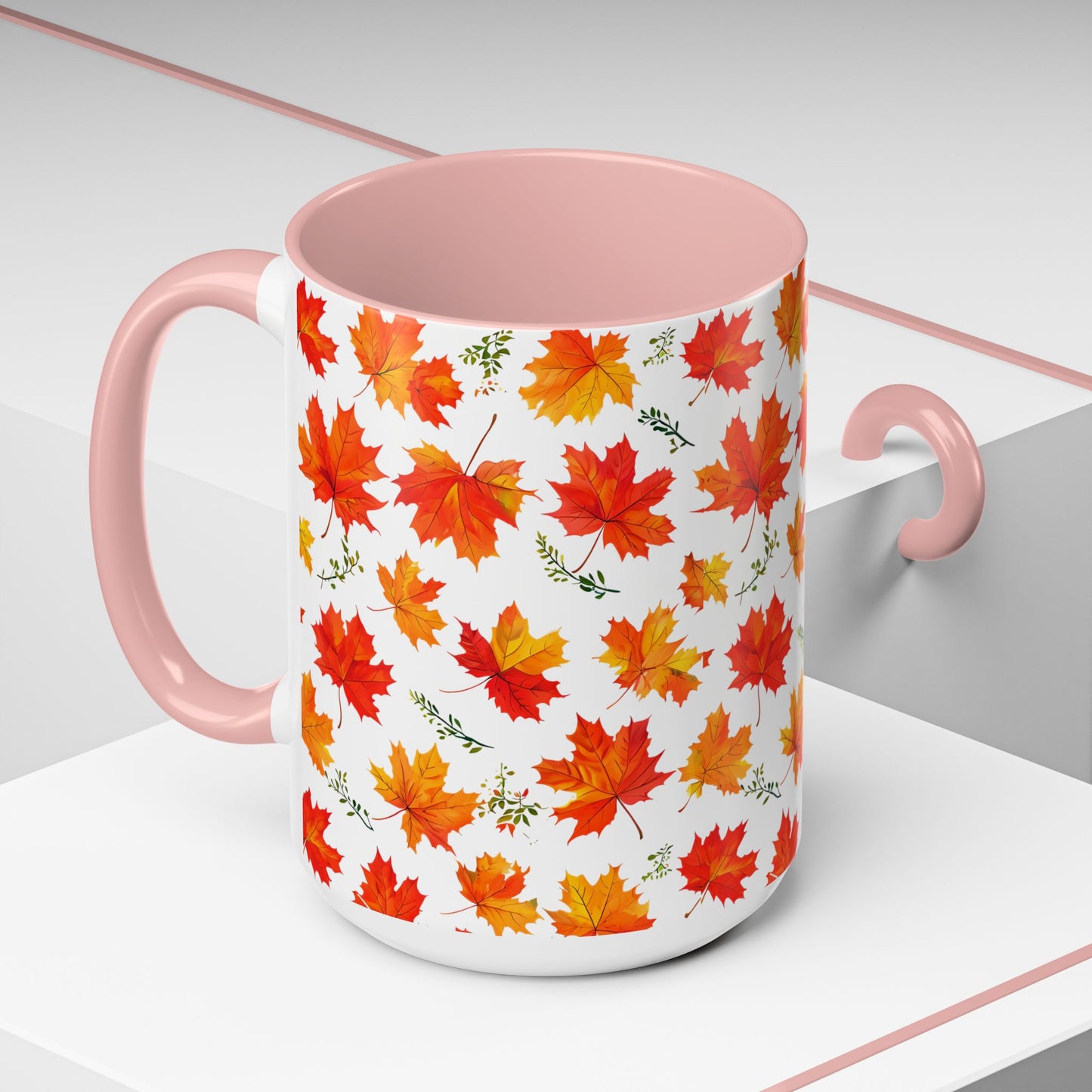 Autumn Leaves Coffee Mug, Fall Decor, Thanksgiving Gift, Hot Beverage Cup, Seasonal Drinkware