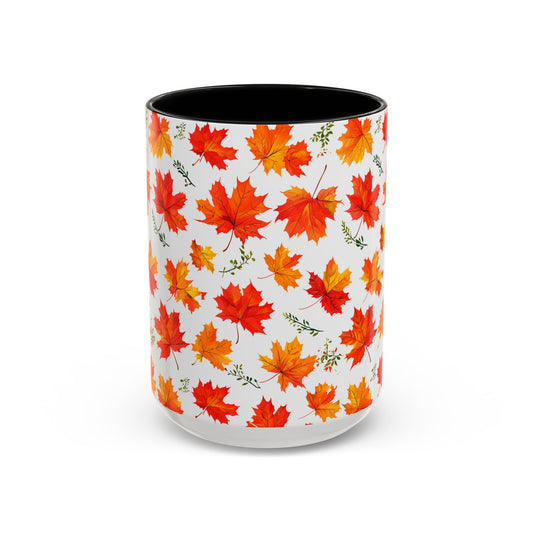 Autumn Leaves Coffee Mug, Fall Decor, Thanksgiving Gift, Hot Beverage Cup, Seasonal Drinkware