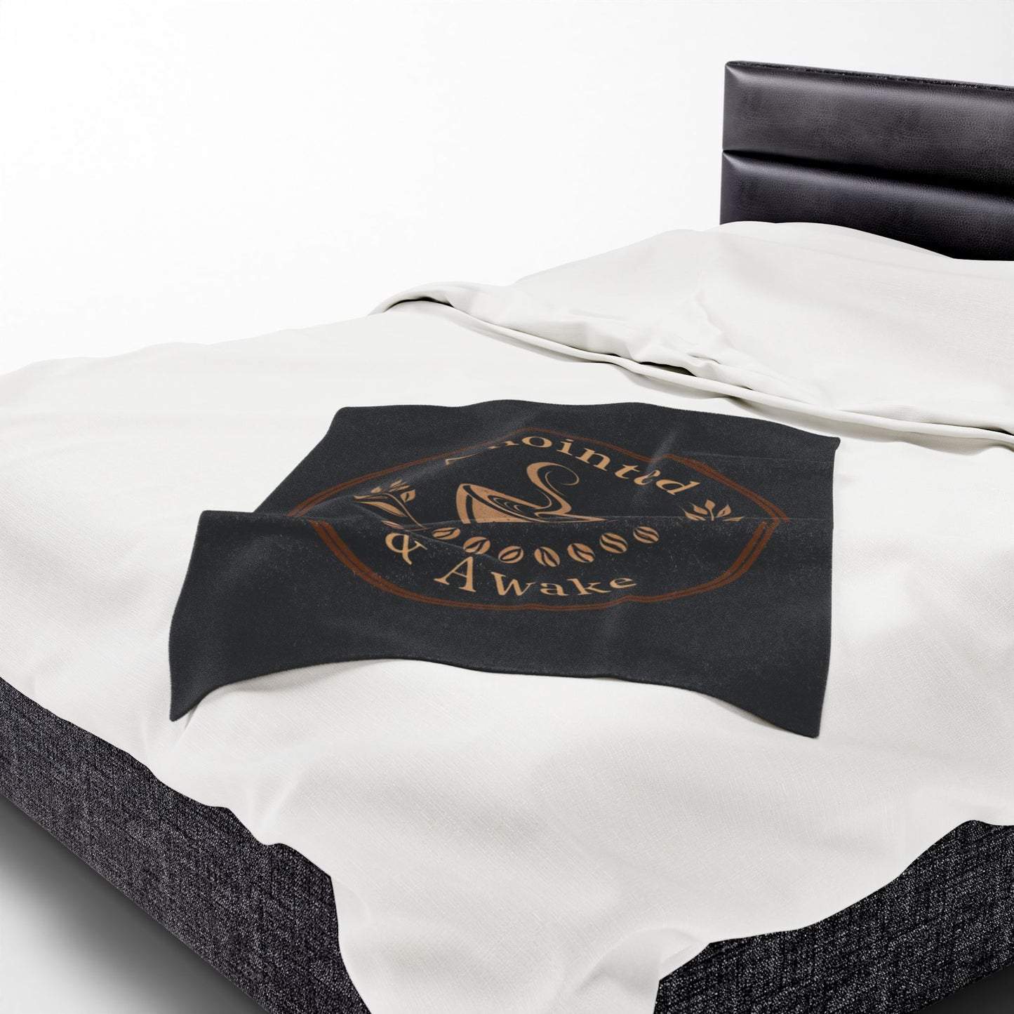Cozy Velveteen Plush Blanket - Anointed & Awake, Coffee Lover Gift, Warm Home Decor, Ideal for Relaxation, Snuggle Up This Winter