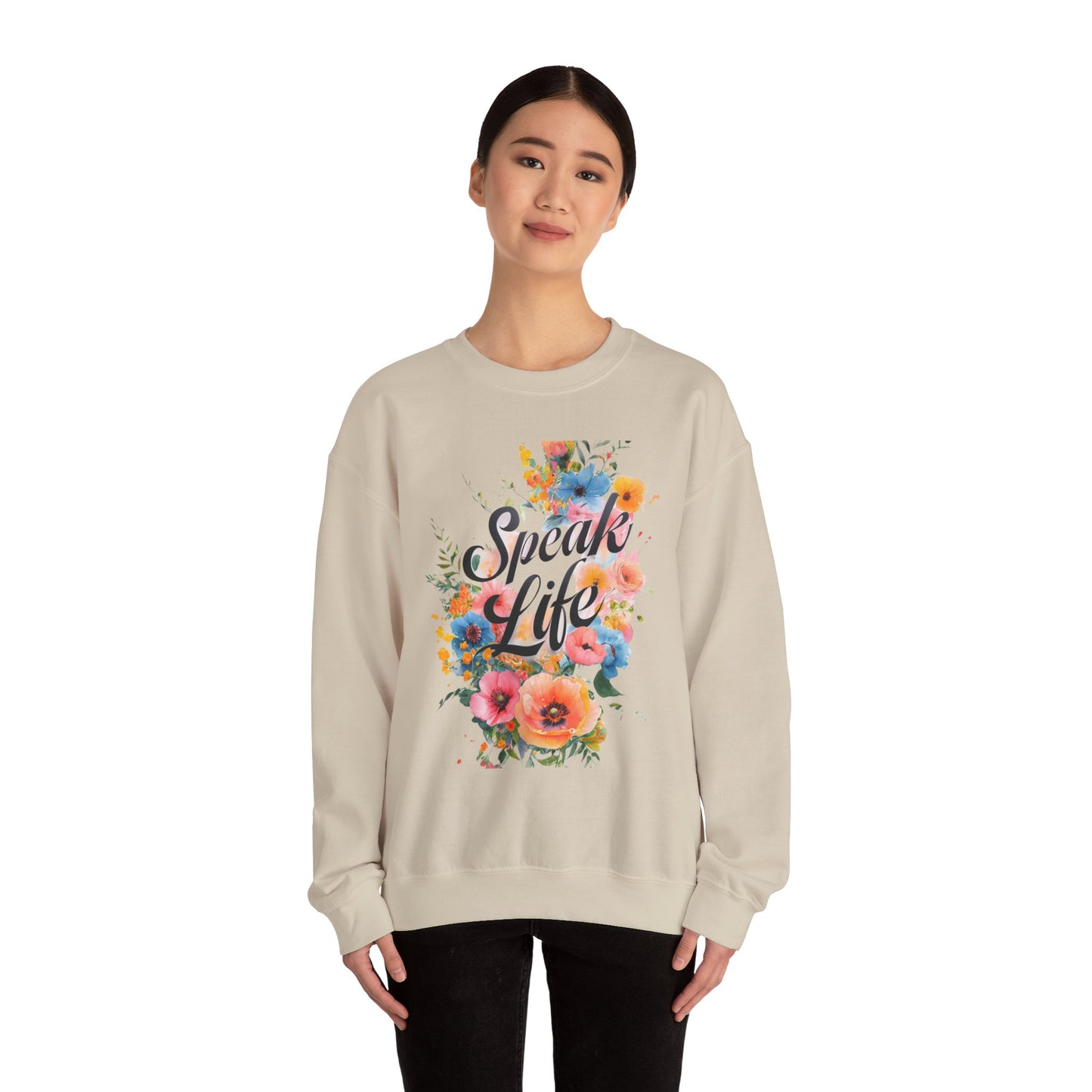Floral Inspirational Sweatshirt: Speak Life Crewneck for Cozy Days, Motivational Gift, Spring Fashion, Unisex Style
