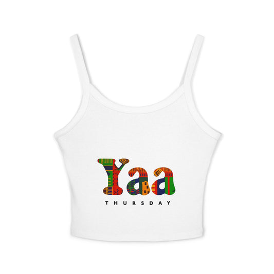 Colorful 'Yaa Thursday' Women's Spaghetti Strap Tank Top, Casual Summer Apparel, Graphic Tees, Festival Fashion, Bohemian Style