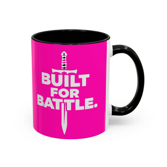 Built for Battle Accent Coffee Mug | Motivational Cup, Team Spirit, Gift for Fighters, Pink Mug, Unique Kitchenware