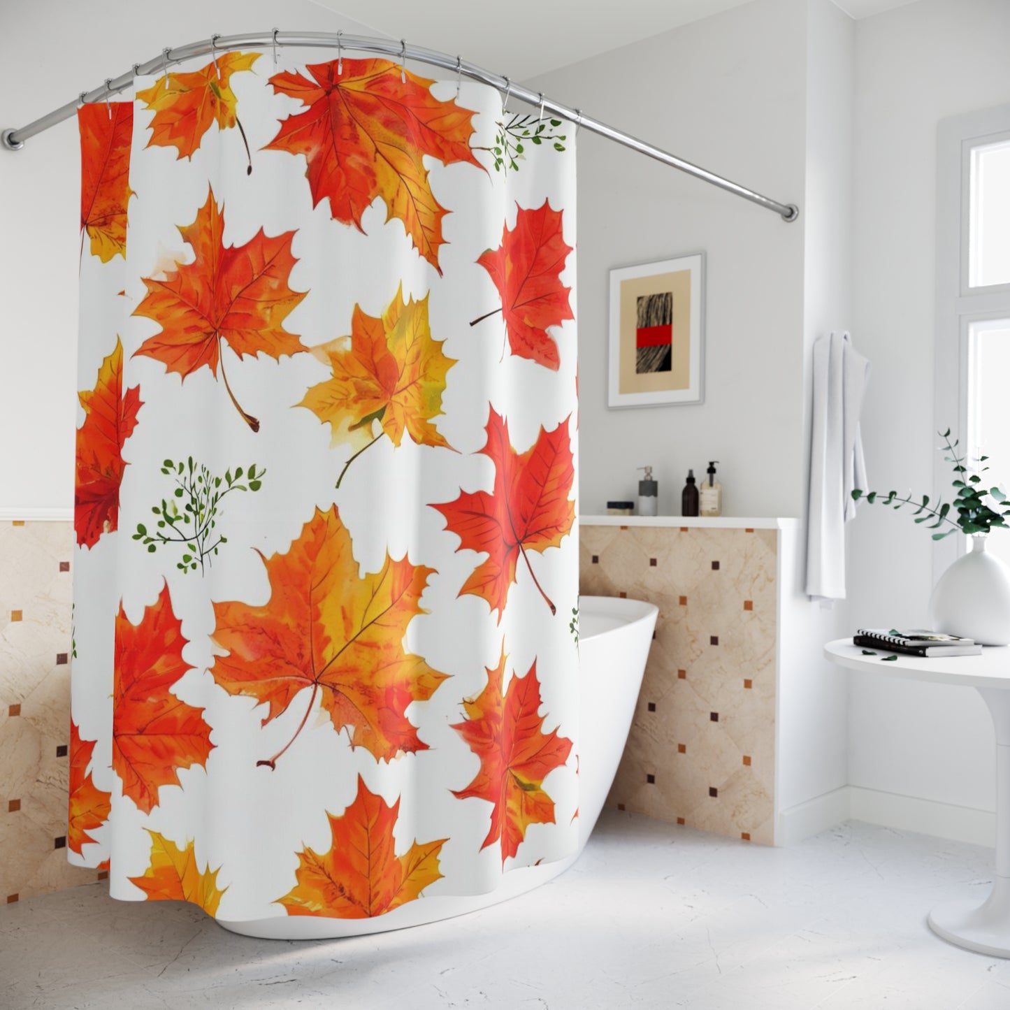Autumn Leaves Shower Curtain | Fall Decor, Bathroom Accessories, Seasonal Home Decor, Nature Theme, Thanksgiving Gift