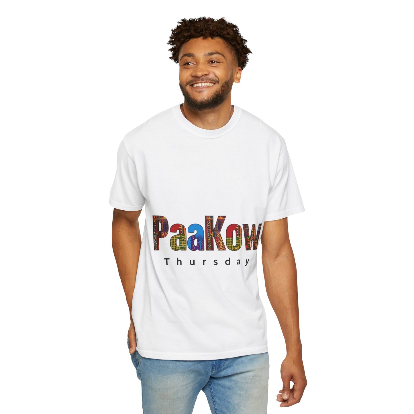 Garment-Dyed T-Shirt with 'PaaKow Thursday' Design, Unisex Casual Tee, Colorful Graphic Tee, Everyday Wear, Gift for Friends