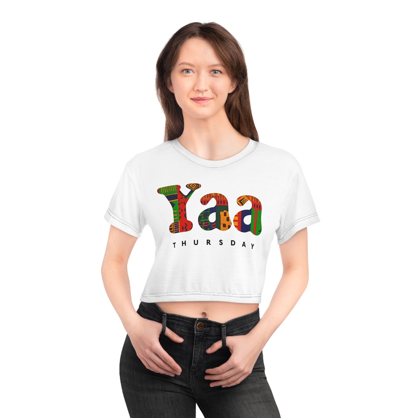 Colorful 'Yaa' Thursday Crop Tee - Vibrant and Fun Shirt for Women, Trendy Outfit, Casual Wear, Gift for Her, Birthday Celebration