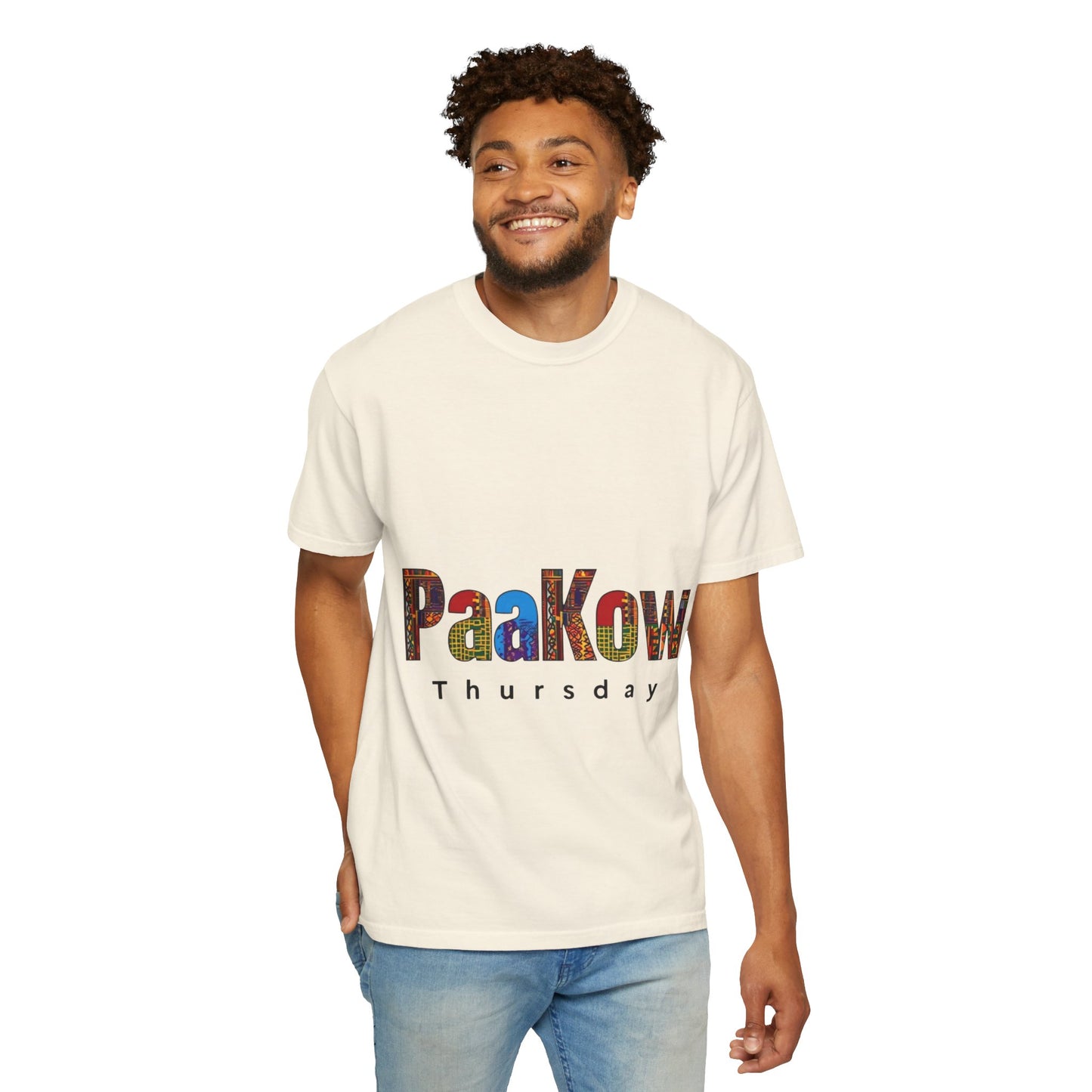 Garment-Dyed T-Shirt with 'PaaKow Thursday' Design, Unisex Casual Tee, Colorful Graphic Tee, Everyday Wear, Gift for Friends