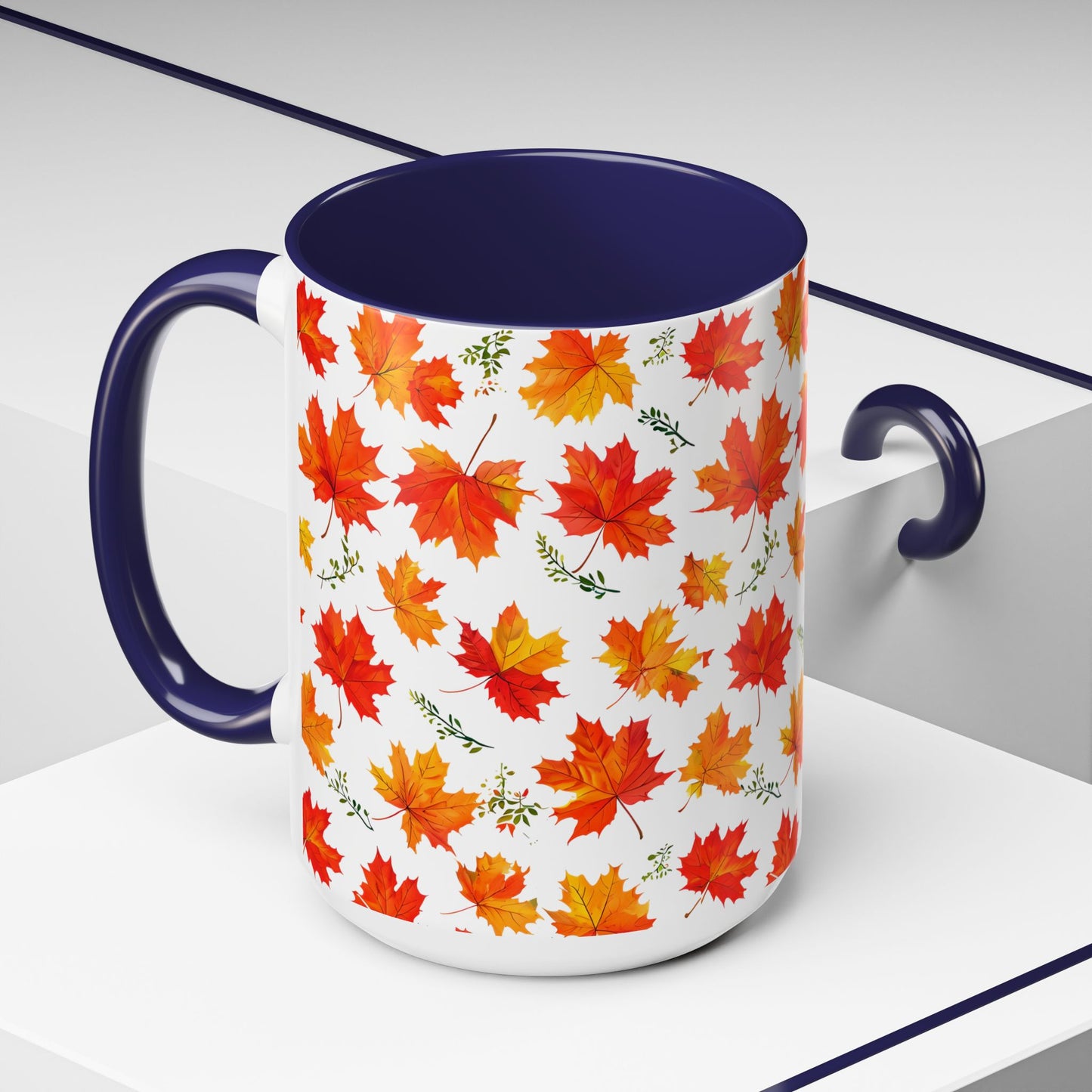 Autumn Leaves Coffee Mug, Fall Decor, Thanksgiving Gift, Hot Beverage Cup, Seasonal Drinkware