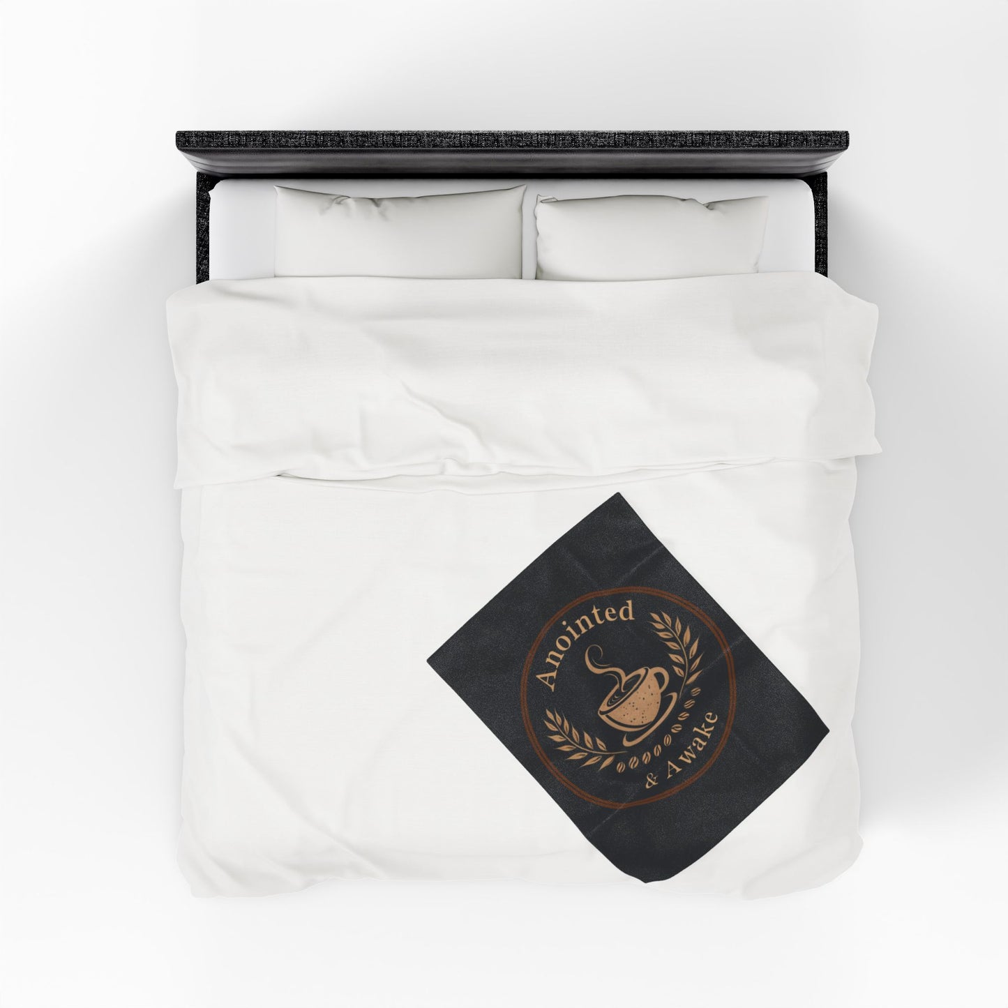 Cozy Velveteen Plush Blanket - Anointed & Awake, Coffee Lover Gift, Warm Home Decor, Ideal for Relaxation, Snuggle Up This Winter