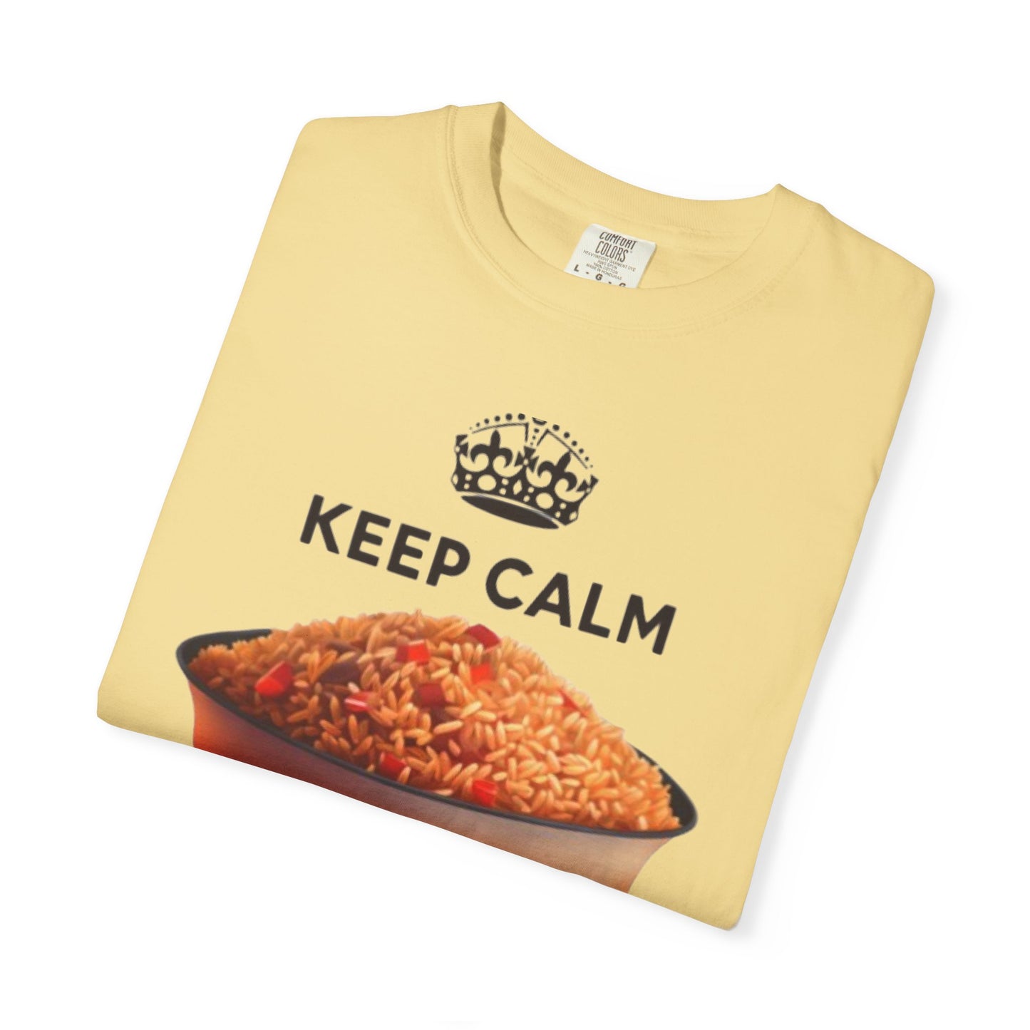 Keep Calm Eat Jollof T-Shirt, Unisex Fun Tee, Gift for Foodies, Casual Wear, Cultural Apparel, Summer Festival Shirt