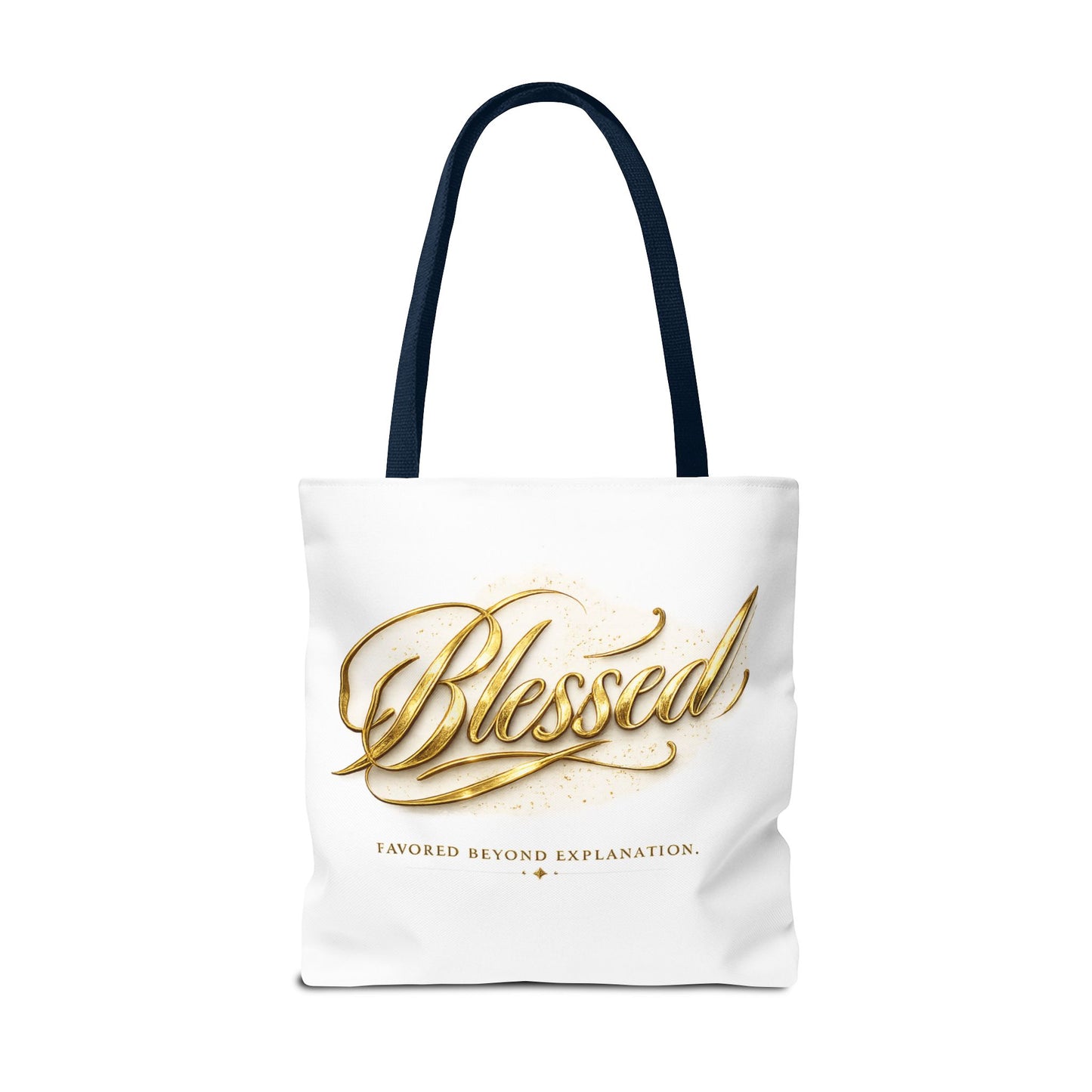 Blessed Gold Script Tote Bag – Inspirational Faith Canvas Grocery Bag