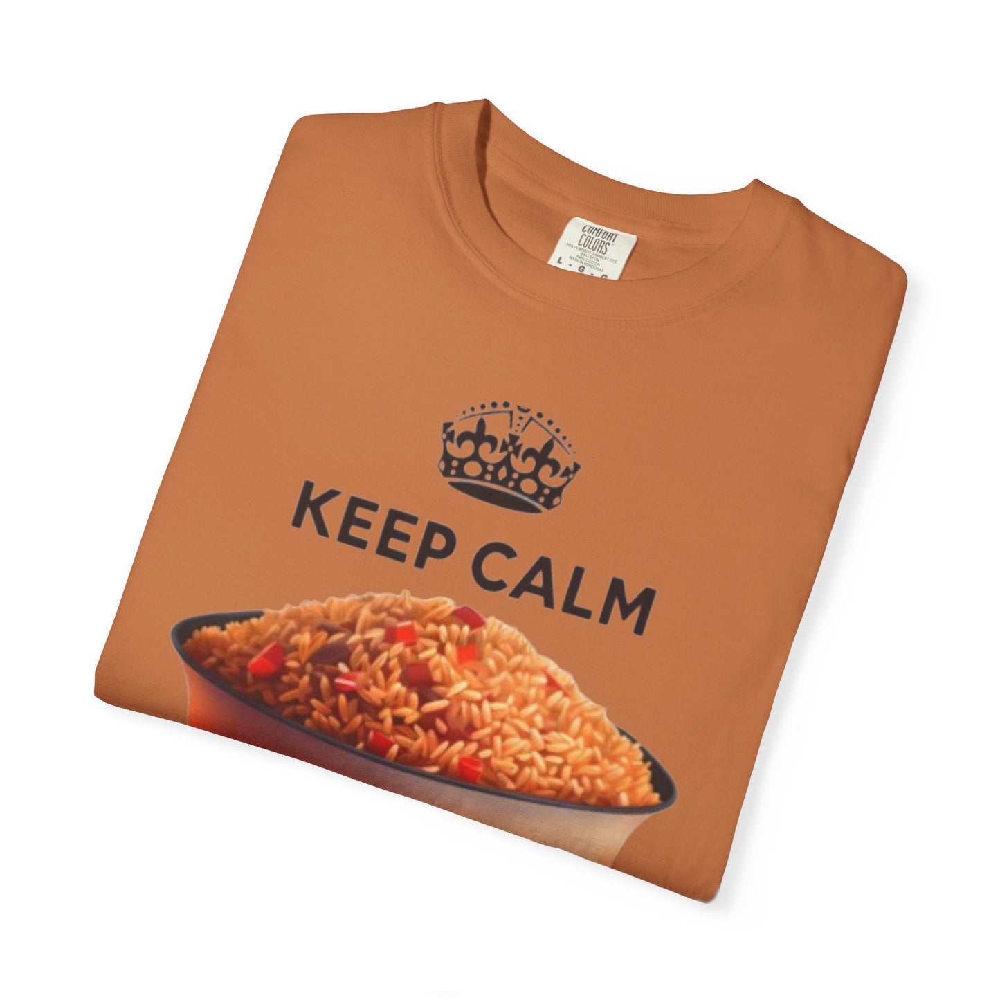 Keep Calm Eat Jollof T-Shirt, Unisex Fun Tee, Gift for Foodies, Casual Wear, Cultural Apparel, Summer Festival Shirt