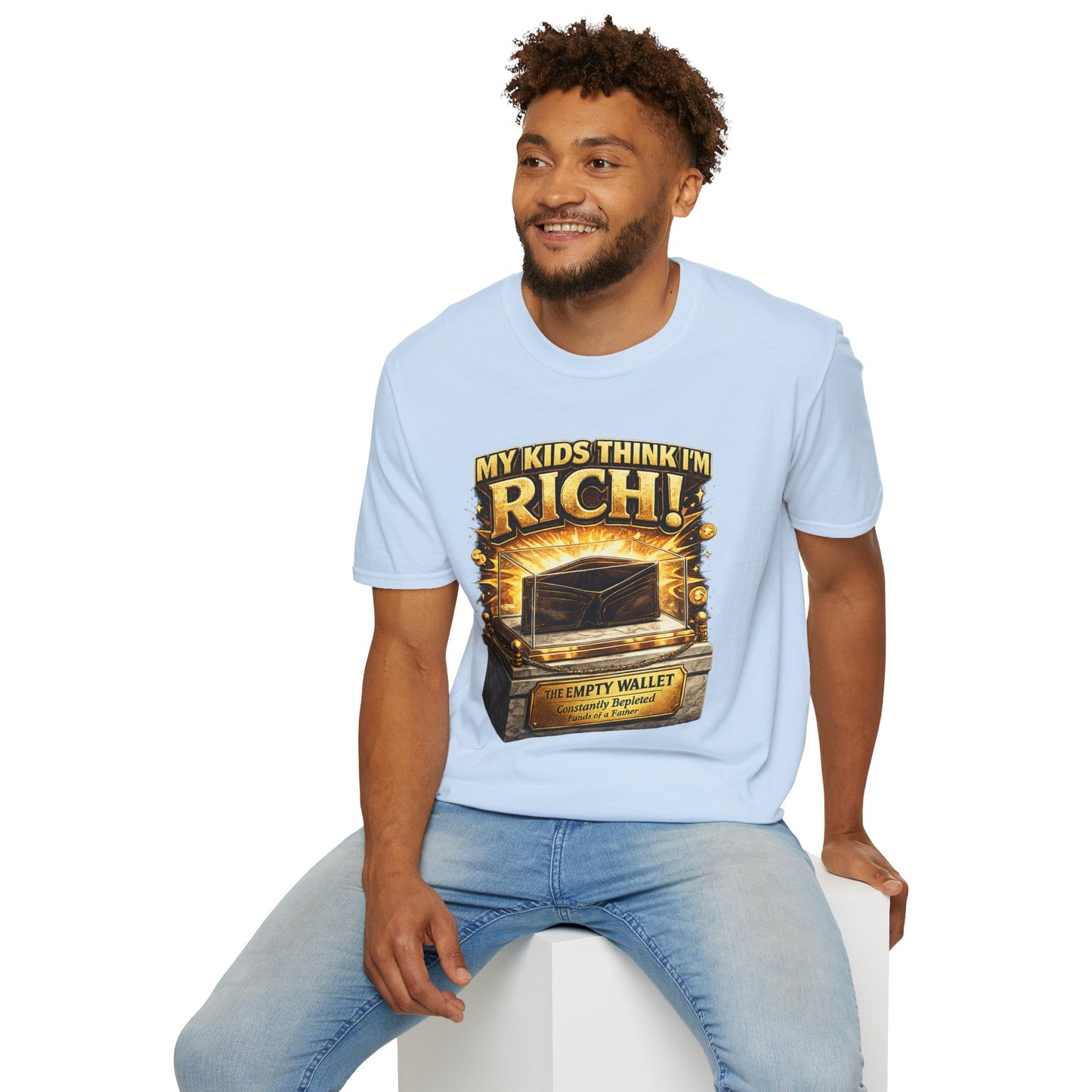 My Kids Think I'm Rich T-Shirt — Funny Parent Tee with Empty Wallet Design