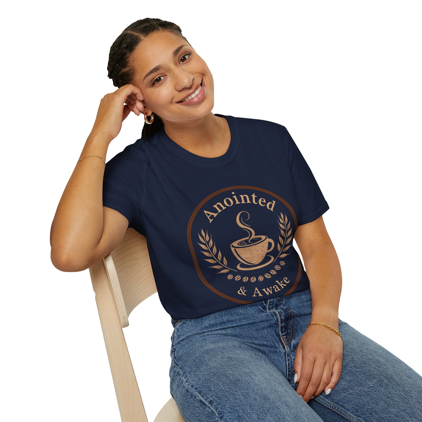 Anointed & Awake Coffee Lover T-Shirt, Unisex Tee, Gift for Coffee Enthusiasts, Casual Wear, Unique Coffee Shirt, Sip & Celebrate