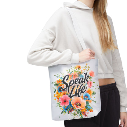 Floral Inspirational Tote Bag - 'Speak Life' Design, Motivational Gift, Carry-all Bag for Women, Eco-Friendly Shopping, Mother's Day, [...]