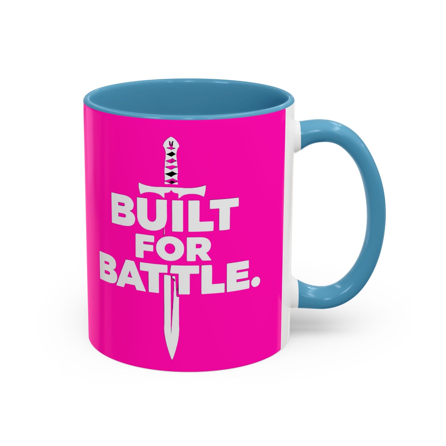 Built for Battle Accent Coffee Mug | Motivational Cup, Team Spirit, Gift for Fighters, Pink Mug, Unique Kitchenware