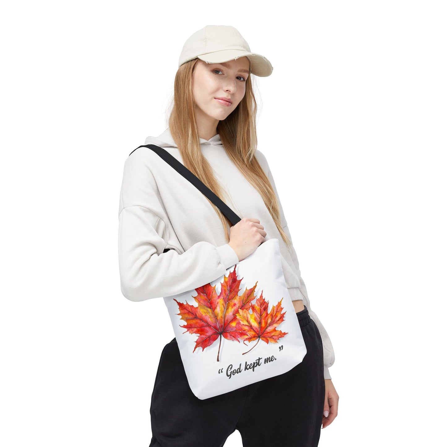Autumn Leaves Tote Bag, God Kept Me Quote, Fall Accessories, Eco-Friendly Shopping Bag, Seasonal Gift, Canvas Bag