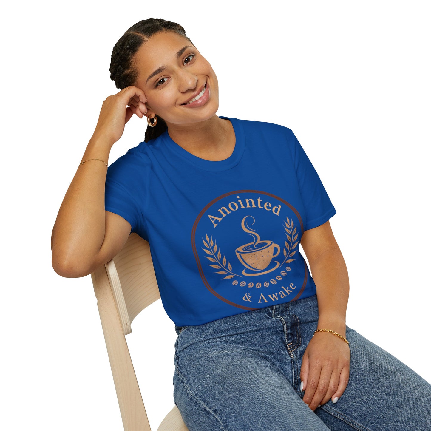 Anointed & Awake Coffee Lover T-Shirt, Unisex Tee, Gift for Coffee Enthusiasts, Casual Wear, Unique Coffee Shirt, Sip & Celebrate