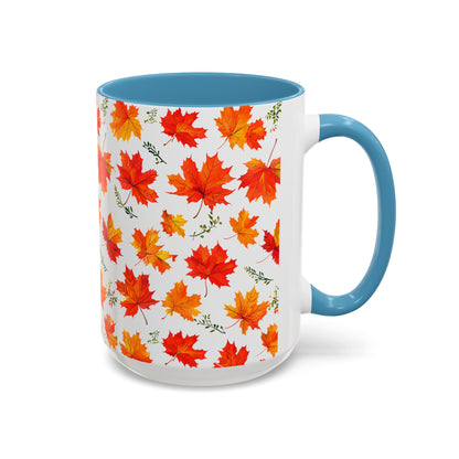 Autumn Leaves Coffee Mug, Fall Decor, Thanksgiving Gift, Hot Beverage Cup, Seasonal Drinkware