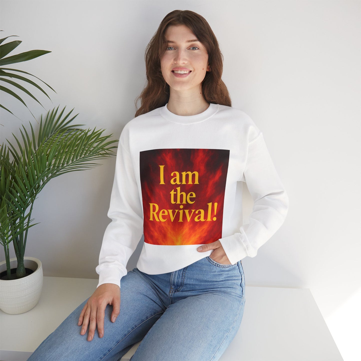 I am the Revival! Crewneck Sweatshirt, Unisex Sweatshirt, Inspirational Apparel, Cozy Gift, Casual Wear, Religious Events