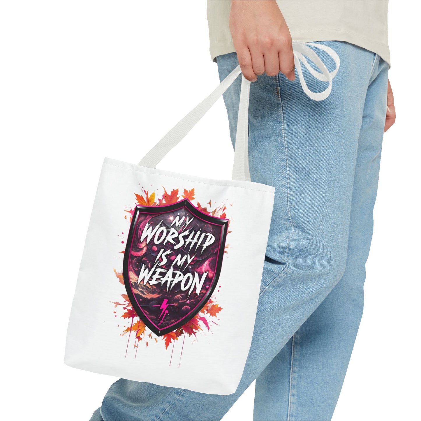 My Worship Is My Weapon Tote Bag - Inspirational Gift, Church Accessory, Spirituality, Everyday Use, Art Tote