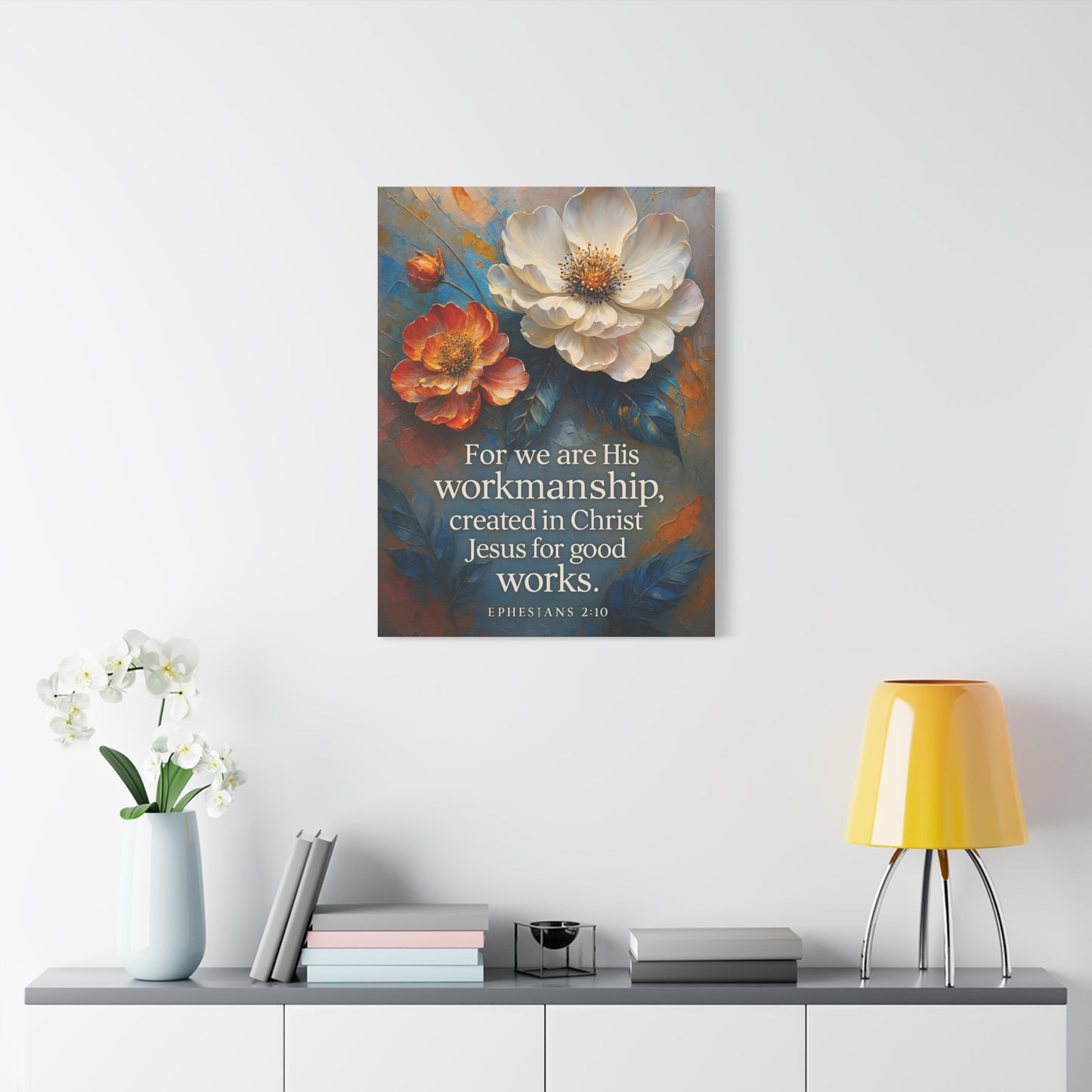 Floral Canvas Art Print, Inspirational Wall Decor for Home, Church, and Gift Giving, Christian Artwork, Meaningful Christian Gift