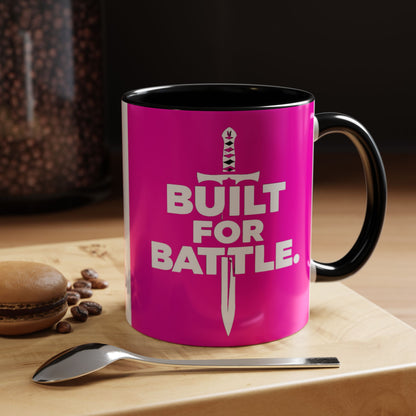 Built for Battle Accent Coffee Mug | Motivational Cup, Team Spirit, Gift for Fighters, Pink Mug, Unique Kitchenware