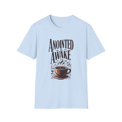 Coffee Lovers Unisex T-Shirt | Anointed & Awake Graphic Tee for Gift, Everyday Wear, Casual Style, Spiritual Motivational Shirt