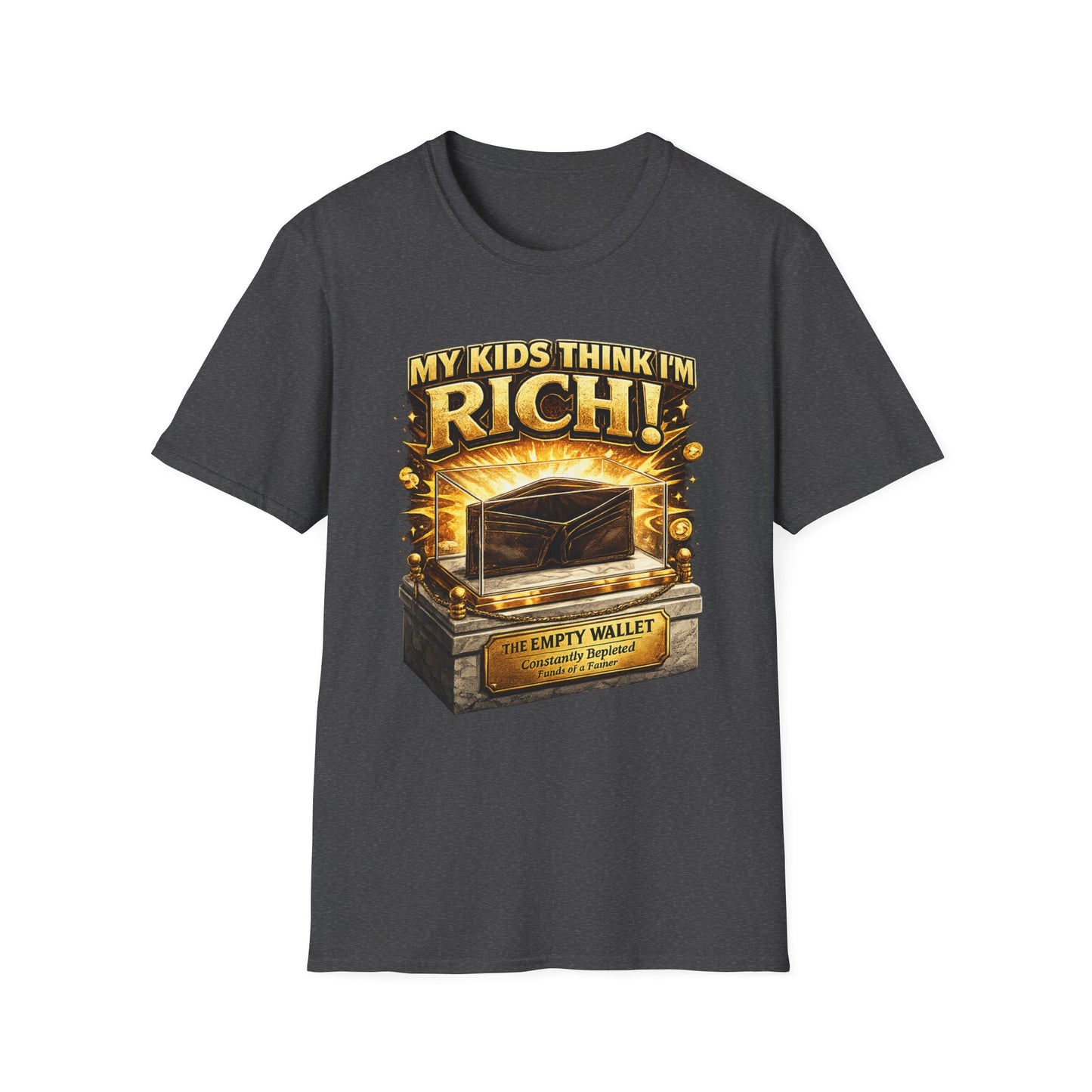 My Kids Think I'm Rich T-Shirt — Funny Parent Tee with Empty Wallet Design
