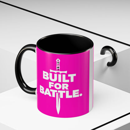 Built for Battle Accent Coffee Mug | Motivational Cup, Team Spirit, Gift for Fighters, Pink Mug, Unique Kitchenware