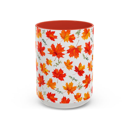 Autumn Leaves Coffee Mug, Fall Decor, Thanksgiving Gift, Hot Beverage Cup, Seasonal Drinkware