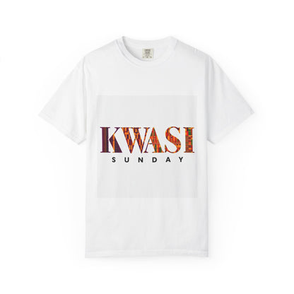 Kwasi Sunday Garment-Dyed Unisex T-Shirt, Vibrant African Print Tee, Casual Wear, Gift for Culture Enthusiasts, Celebration Apparel
