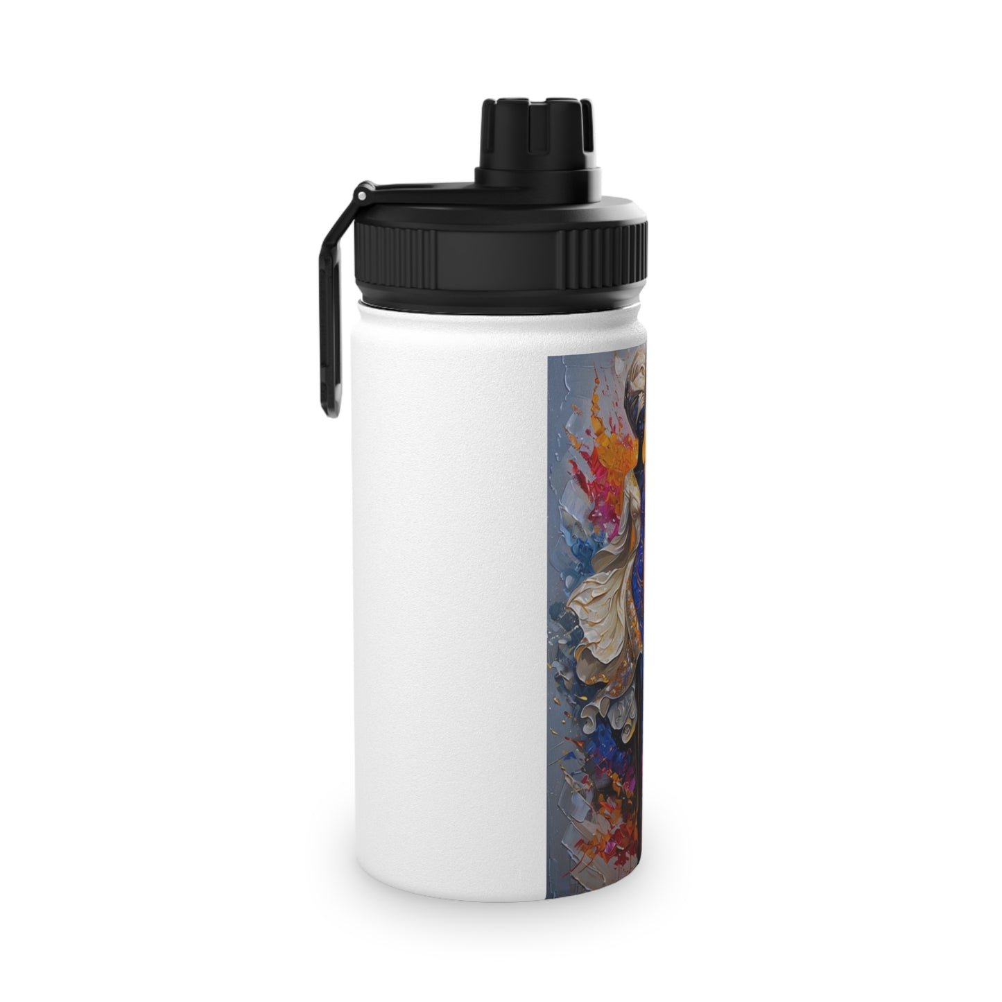 Artistic Stainless Steel Water Bottle - Colorful Afrocentric Design, Stylish Sports Lid, Eco-Friendly Hydration, Travel Accessory,