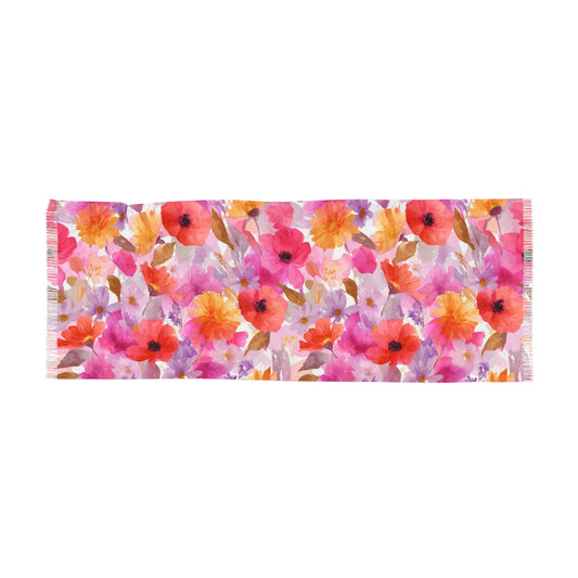 Floral Lightweight Scarf, Bohemian Wrap, Spring Fashion Statement, Beach Cover-up, Gift for Her, Accessory for All Occasions
